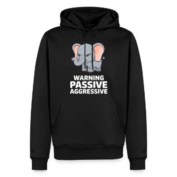 Warning Passive Aggressive Lustiger Elefant - Männer Premium Bio Hoodie - Schwarz - Vorne - Nico (187cm)