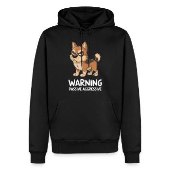 Warnung Passiv Aggressiv Hund - Männer Premium Bio Hoodie - Schwarz - Vorne - Nico (187cm)