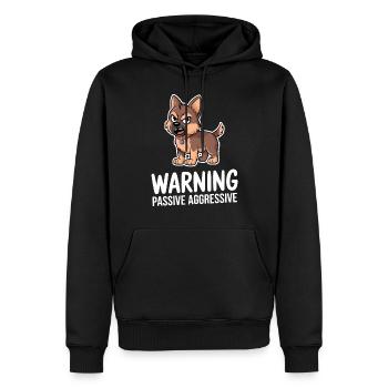 Warnung Passiv Aggressiv Hund Comic - Männer Premium Bio Hoodie - Schwarz - Vorne - Nico (187cm)