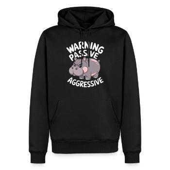 Attention Hippopotame passif agressif - Sweat à capuche Premium bio Homme - noir - Devant - Nico (187cm)