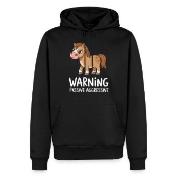 Avertissement passif agressif cheval dessin animé - Sweat à capuche Premium bio Homme - noir - Devant - Nico (187cm)