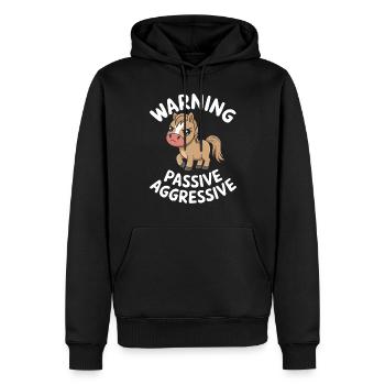 Attention passif agressif cheval dessin animé - Sweat à capuche Premium bio Homme - noir - Devant - Nico (187cm)