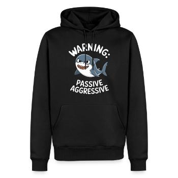 Vorsicht: Passiv-Aggressiv Hai Illustration - Männer Premium Bio Hoodie - Schwarz - Vorne - Nico (187cm)