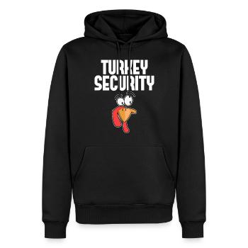 Turkey Security – Thanksgiving Familien Spaß - Männer Premium Bio Hoodie - Schwarz - Vorne - Nico (187cm)