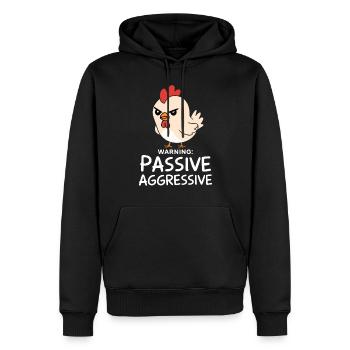 Achtung: Passiv Aggressiv Humorvolle Huhn - Männer Premium Bio Hoodie - Schwarz - Vorne - Nico (187cm)
