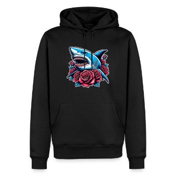 Roses de requin - Sweat à capuche Premium bio Homme - noir - Devant - Nico (187cm)