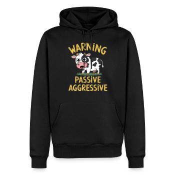 Warning Passive Aggressive Kuh Cartoon Humor - Männer Premium Bio Hoodie - Schwarz - Vorne - Nico (187cm)