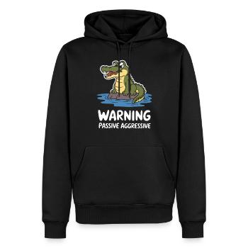 Warnung Passiv Aggressiv Krokodil Witzig - Männer Premium Bio Hoodie - Schwarz - Vorne - Nico (187cm)