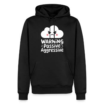 Avertissement : Nuage passif agressif - Sweat à capuche Premium bio Homme - noir - Devant - Nico (187cm)