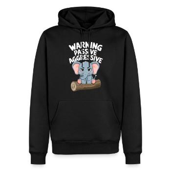 Vorsicht Passiv-Aggressiv Lustiger Elefant - Männer Premium Bio Hoodie - Schwarz - Vorne - Nico (187cm)