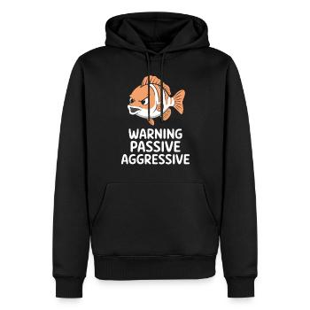 Caution Passive Aggressive Fish Cartoon - Men’s Premium Organic Hoodie - black - Front - Nico (187cm)