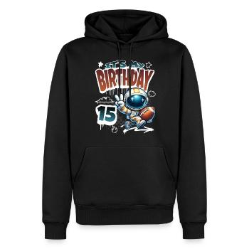 Astronaute 15e anniversaire Football - Sweat à capuche Premium bio Homme - noir - Devant - Nico (187cm)