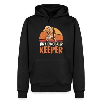 Tiny Dinosaur Keeper Retro Style - Men’s Premium Organic Hoodie - black - Front - Nico (187cm)