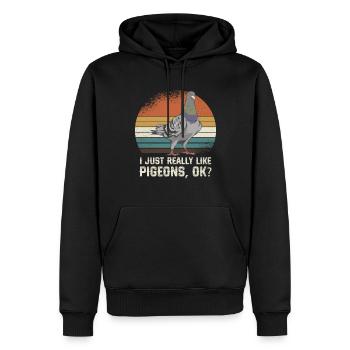 J’aime juste les pigeons, d’accord ? - Sweat à capuche Premium bio Homme - noir - Devant - Nico (187cm)