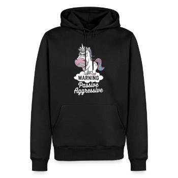 Avertissement Licorne passive agressive - Sweat à capuche Premium bio Homme - noir - Devant - Nico (187cm)