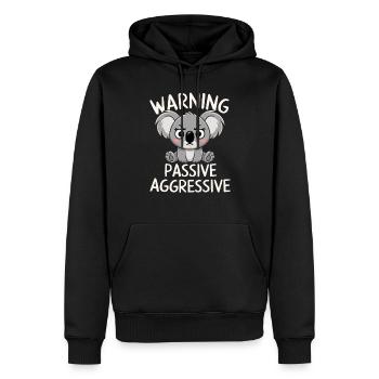 Avertissement : Passif, Agressif, Koala - Sweat à capuche Premium bio Homme - noir - Devant - Nico (187cm)