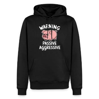 Avertissement Porc passif agressif - Sweat à capuche Premium bio Homme - noir - Devant - Nico (187cm)