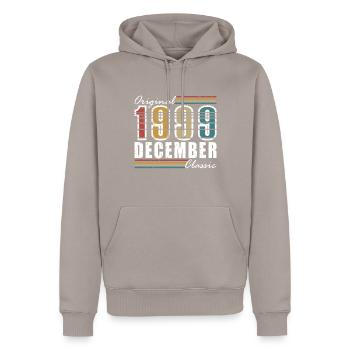 Cadeau rétro en décembre 1999 - Sweat à capuche Premium bio Homme - taupe - Devant - Nico (187cm)