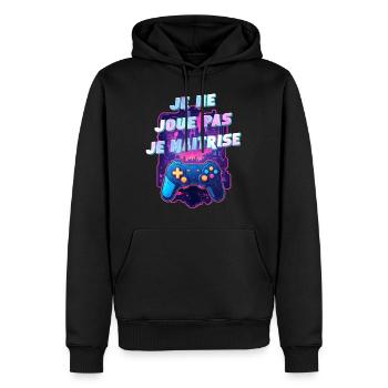 Gamer humour passionné de jeux vidéo geek gaming - Sweat à capuche Premium bio Homme - noir - Devant - Nico (187cm)