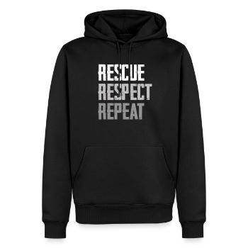 Rettung, Respekt, Wiederholen Statement - Männer Premium Bio Hoodie - Schwarz - Vorne - Nico (187cm)
