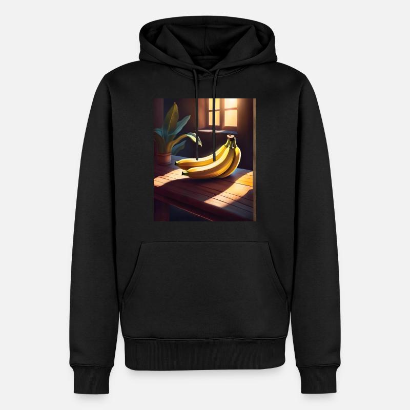 Bananes savoureuses sur une table - Sweat à capuche Premium bio Homme - noir