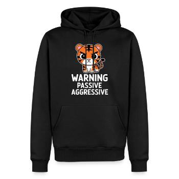 Warning Passive Aggressive Tiger Cartoon - Männer Premium Bio Hoodie - Schwarz - Vorne - Nico (187cm)