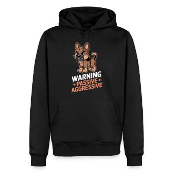 Warning Passive Aggressive Hund Cartoon - Männer Premium Bio Hoodie - Schwarz - Vorne - Nico (187cm)