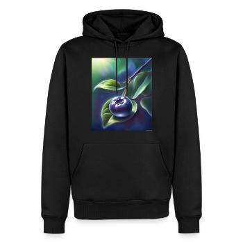Belle myrtille sur une feuille - Sweat à capuche Premium bio Homme - noir - Devant - Nico (187cm)