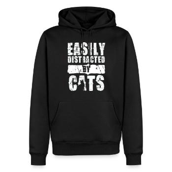 Facilement distrait par les chats - Sweat à capuche Premium bio Homme - noir - Devant - Nico (187cm)