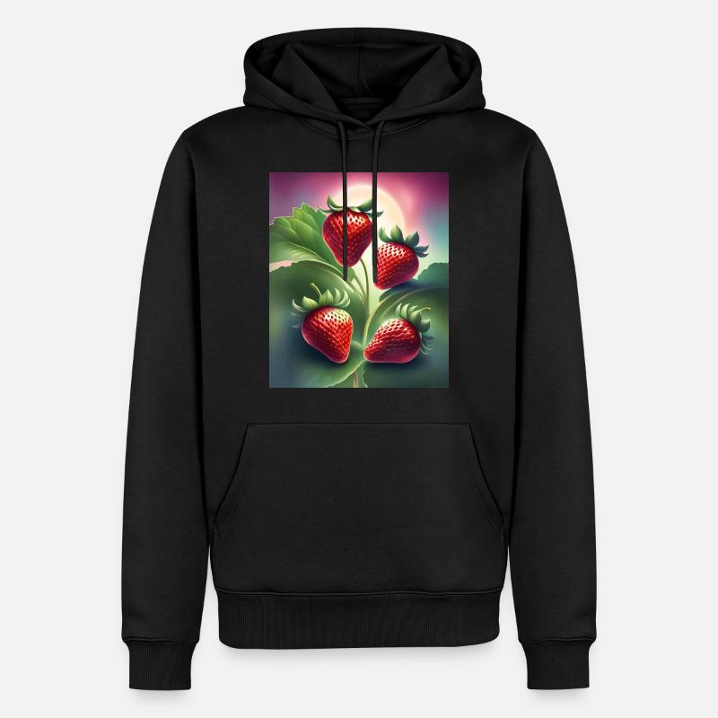 Vier leckere Erdbeeren - Männer Premium Bio Hoodie - Schwarz