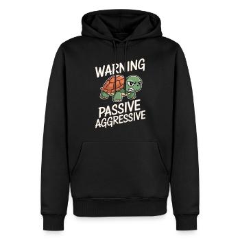 Avertissement Tortue passive agressive - Sweat à capuche Premium bio Homme - noir - Devant - Nico (187cm)