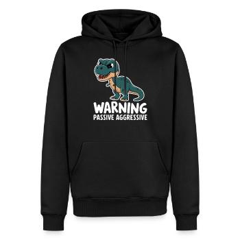 Warning Passive Aggressive Dino Humor - Men’s Premium Organic Hoodie - black - Front - Nico (187cm)