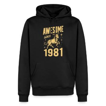 Capricorne anniversaire grand depuis 1981 - Sweat à capuche Premium bio Homme - noir - Devant - Nico (187cm)