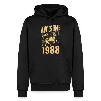 Capricorne anniversaire grand depuis 1988 - Sweat à capuche Premium bio Homme - noir - Devant - Nico (187cm)