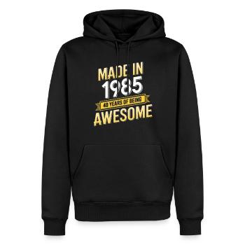 Fabriqué en 1985 40 ans d’être génial - Sweat à capuche Premium bio Homme - noir - Devant - Nico (187cm)