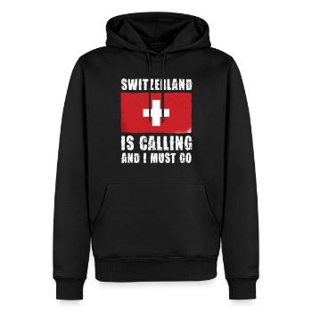 La Suisse m’appelle et je dois y aller - Sweat à capuche Premium bio Homme - noir - Devant - Nico (187cm)