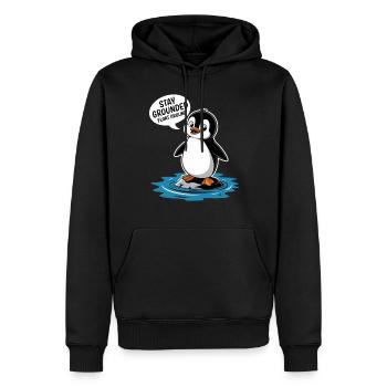 Stay Grounded Hovering Around Penguin Illustration - Men’s Premium Organic Hoodie - black - Front - Nico (187cm)