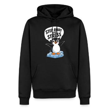 Pinguin Schritte Weg Vom Stress - Männer Premium Bio Hoodie - Schwarz - Vorne - Nico (187cm)
