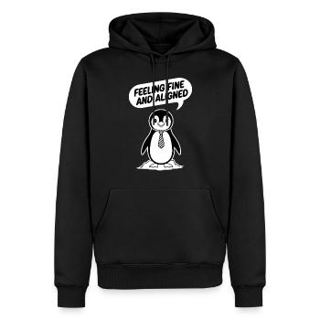 Pinguin Mit Krawatte: Feeling Fine And Aligned - Männer Premium Bio Hoodie - Schwarz - Vorne - Nico (187cm)