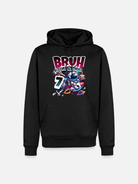 Astronaut 7th Birthday Space - Men’s Premium Organic Hoodie - black