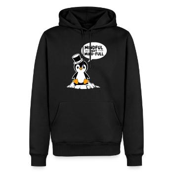 Pingouin conscient avec un chapeau haut de forme sur un bloc de glace - Sweat à capuche Premium bio Homme - noir - Devant - Nico (187cm)