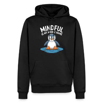 Mindful Penguin Meditation Entspannung - Männer Premium Bio Hoodie - Schwarz - Vorne - Nico (187cm)