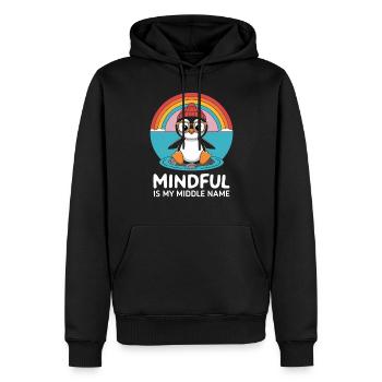 Mindfulness is my middle name Penguin - Men’s Premium Organic Hoodie - black - Front - Nico (187cm)