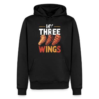 My Three Wings Hühnerflügel Gegrillt Frittiert - Männer Premium Bio Hoodie - Schwarz - Vorne - Nico (187cm)