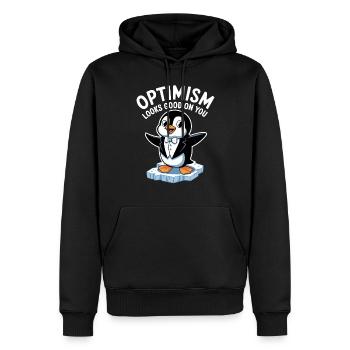 Optimismus Steht Dir Gut Pinguin - Männer Premium Bio Hoodie - Schwarz - Vorne - Nico (187cm)