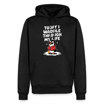 Heute Watschel Ich Durch Mein Leben Pinguin - Männer Premium Bio Hoodie - Schwarz - Vorne - Nico (187cm)