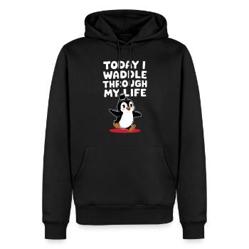 Aujourd’hui, je me dandine dans ma vie Penguin - Sweat à capuche Premium bio Homme - noir - Devant - Nico (187cm)