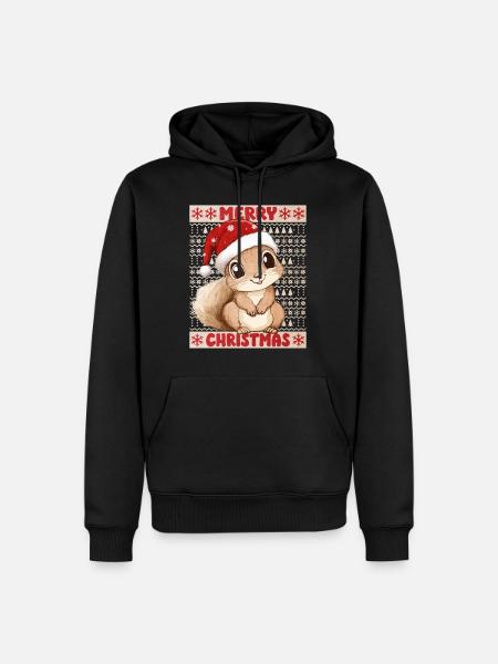 Écureuil Moche Noël Noël Doux Noël - Sweat à capuche Premium bio Homme - noir