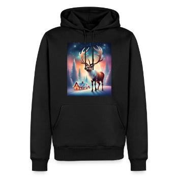 Village du Père Noël rennes - Sweat à capuche Premium bio Homme - noir - Devant - Nico (187cm)