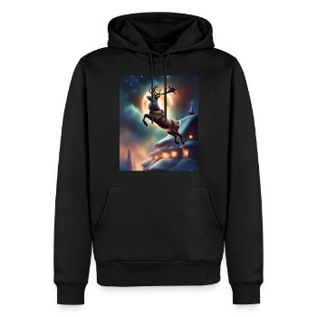Le renne de Noël du Père Noël - Sweat à capuche Premium bio Homme - noir - Devant - Nico (187cm)